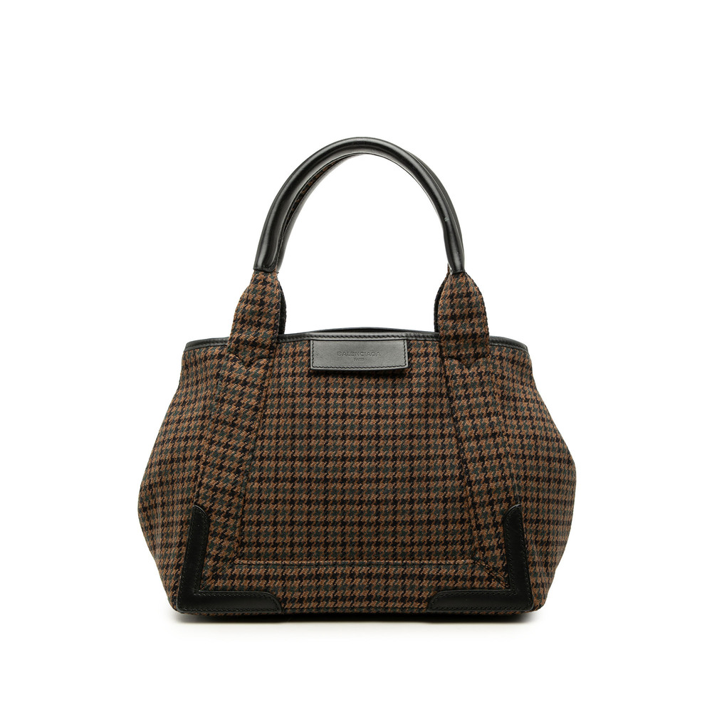 Pre-Loved Balenciaga Wool Houndstooth Navy Cabas Tote S